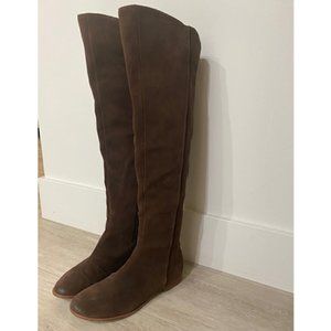 Arricci Tannish Brown Suede Leather lined over the knee boots. Size 7B